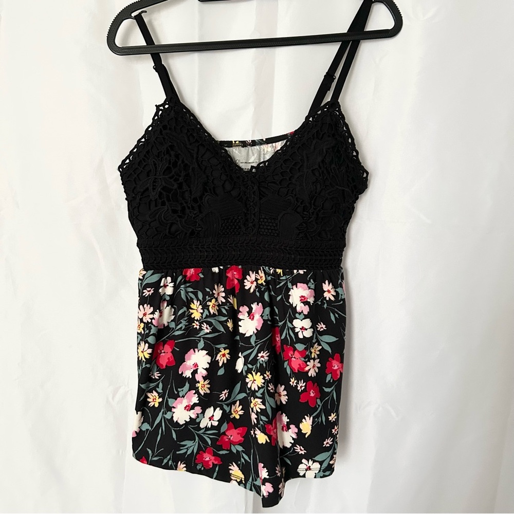 No Boundaries Black Floral Lace Top
